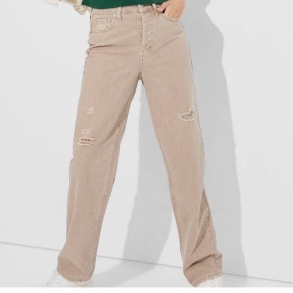 Wild Fable Straight Leg High Rise Distressed Light Brown Casual Denim Jeans NWT - Picture 1 of 13